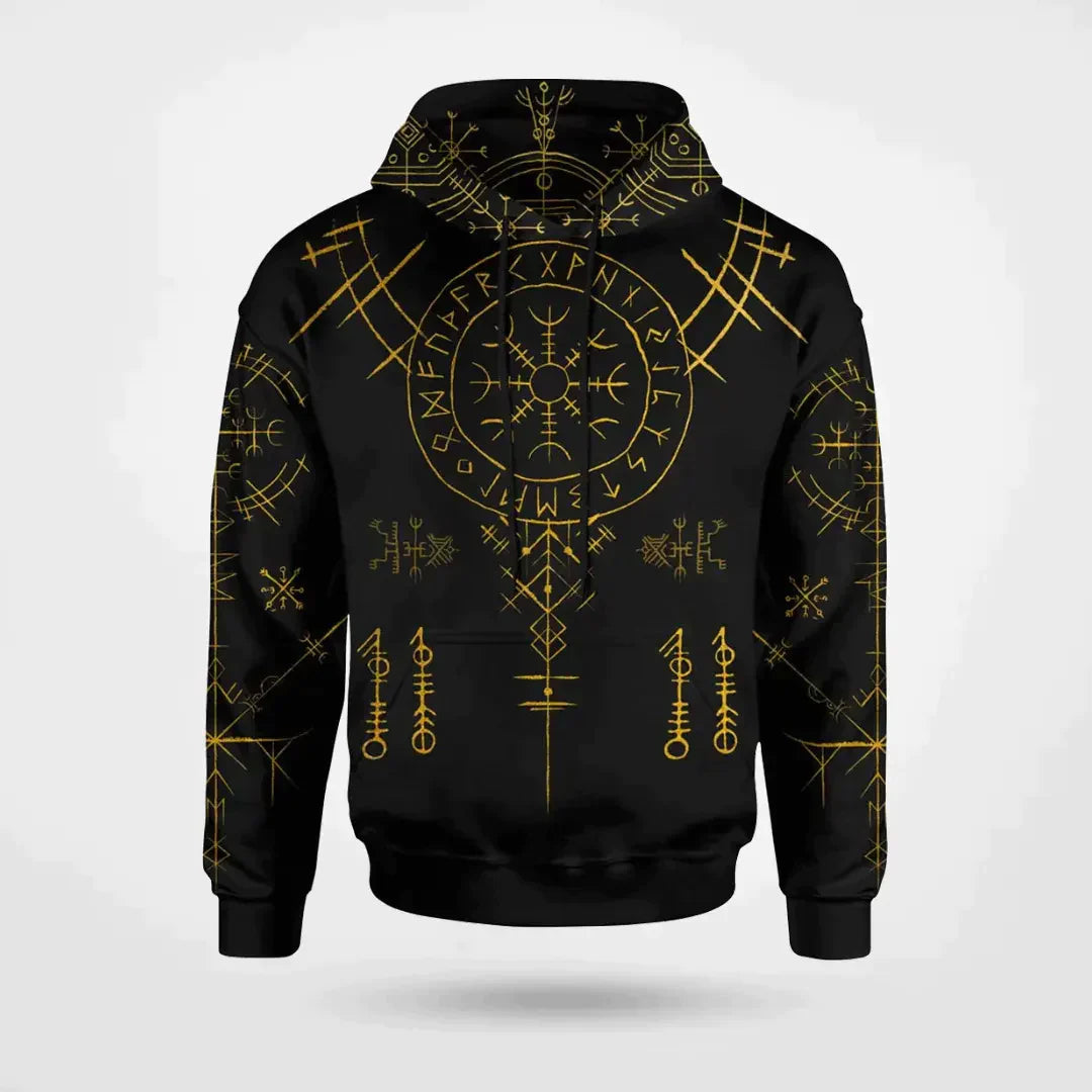 Sweat à Capuche Viking 3D Vintage - Pull Homme Ragnar Warrior Avec Poche Kangourou