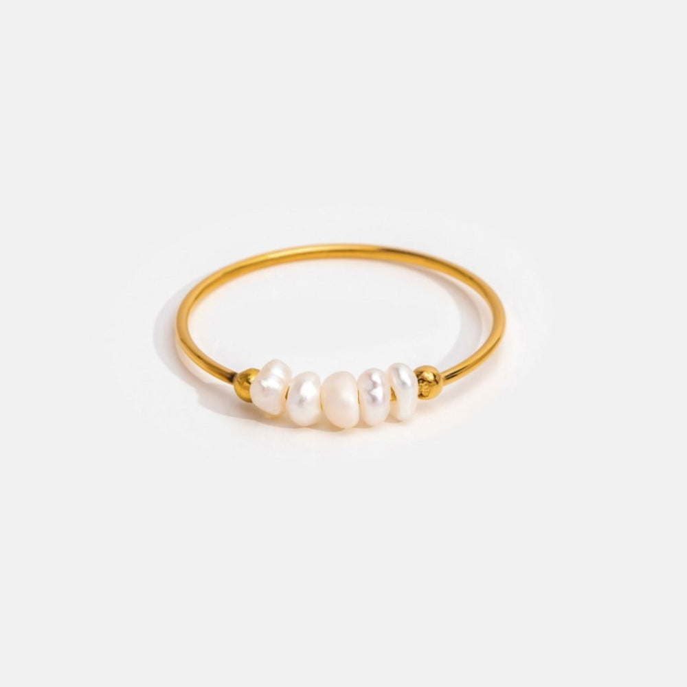 Alina - Bague classique avec perle d'eau douce Élégante avec une seule perle lisse dans un design intemporel