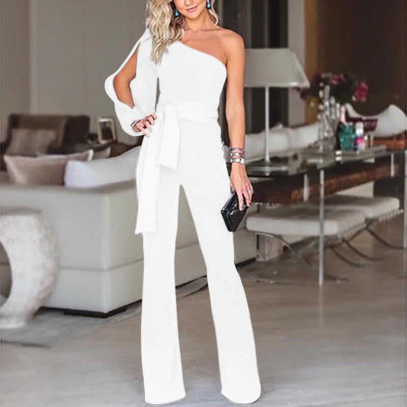 Alice – Combinaison chic à une épaule avec ceinture à la taille et coupe décontractée