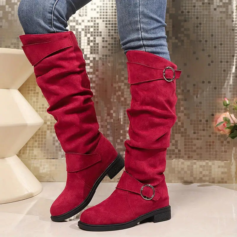 Abigail – Bottes hauteur genou élégantes avec détails de boucle et coupe décontractée