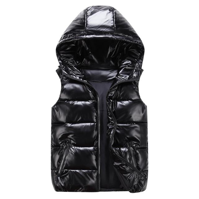 Adults/Kids Quilted Hooded Waistcoat Metallic Shiny Gilet Bubble Jacket Coat Top Adults/Kids Quilted Hooded Waistcoat Metallic Shiny Gilet Bubble Jacket Coat Top