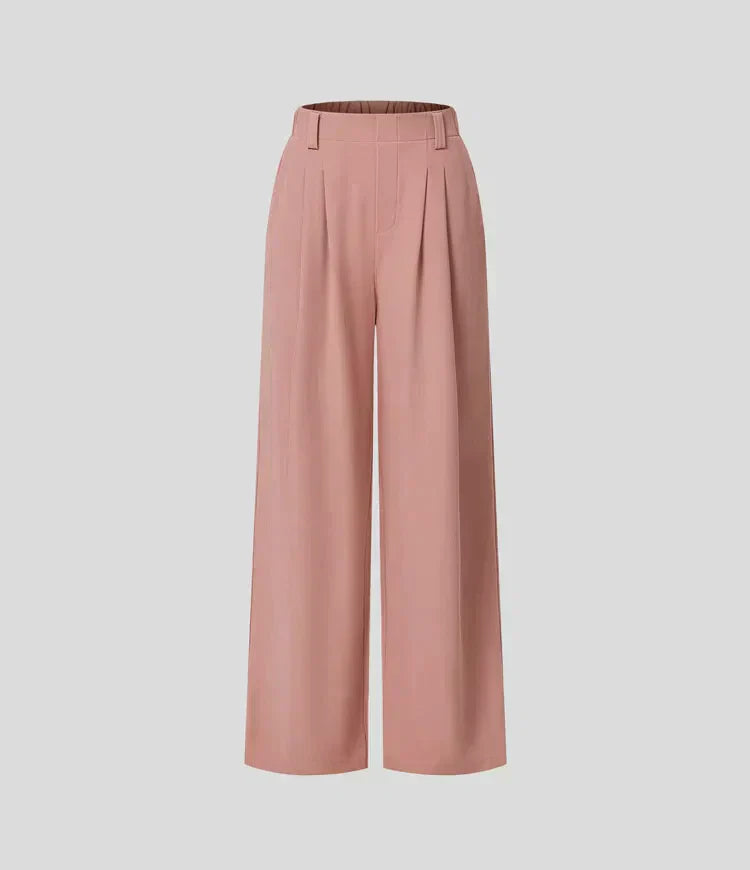 Mia – Pantalon large élégant avec coupe taille haute et poches latérales