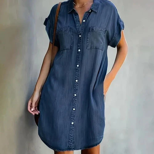 DenimVogue  - Manche Courte Robe Chemise