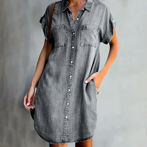 DenimVogue  - Manche Courte Robe Chemise