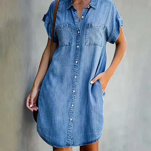 DenimVogue  - Manche Courte Robe Chemise