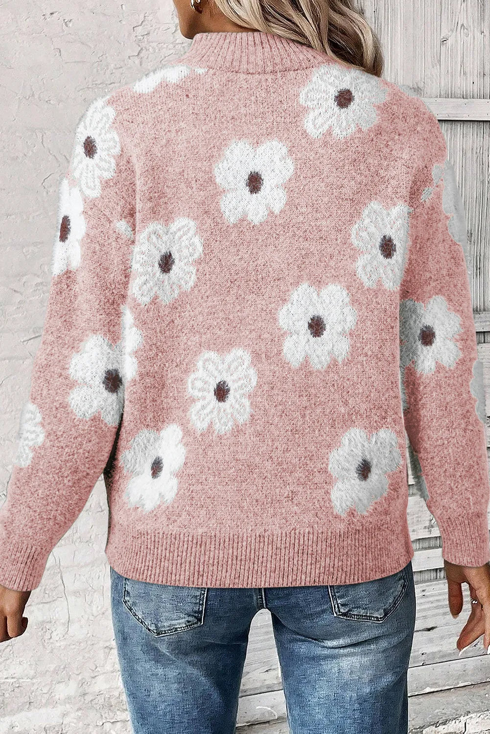 Daisy - Pull fleuri à demi zip pour un style sans effort