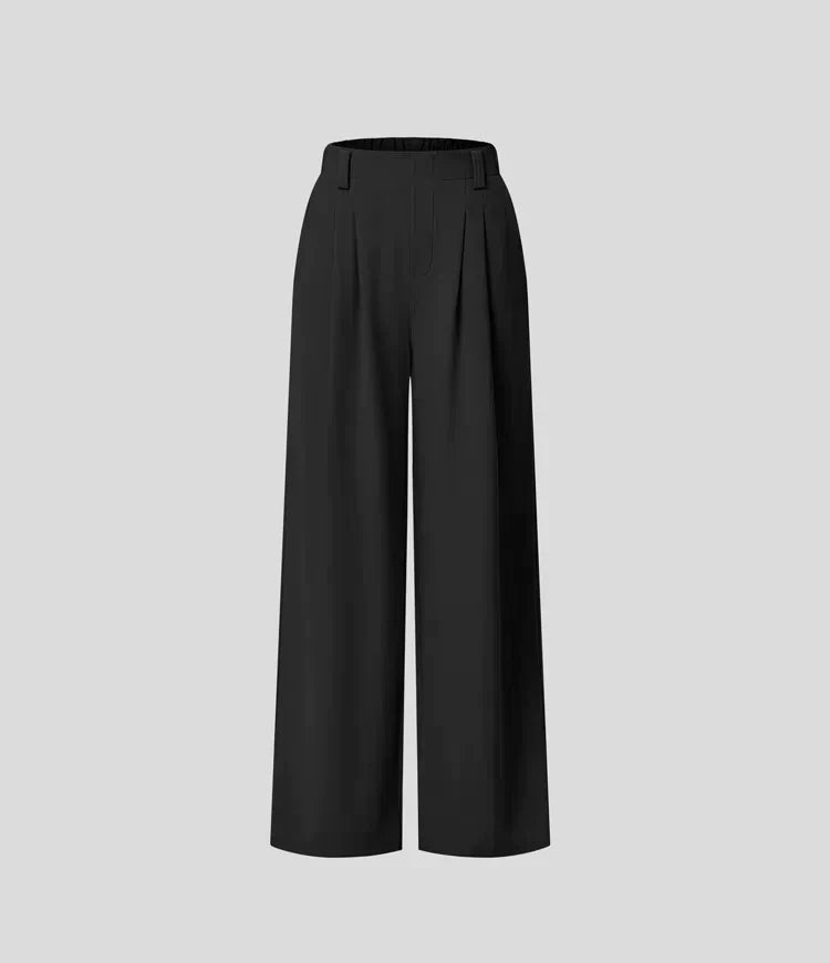 Mia – Pantalon large élégant avec coupe taille haute et poches latérales