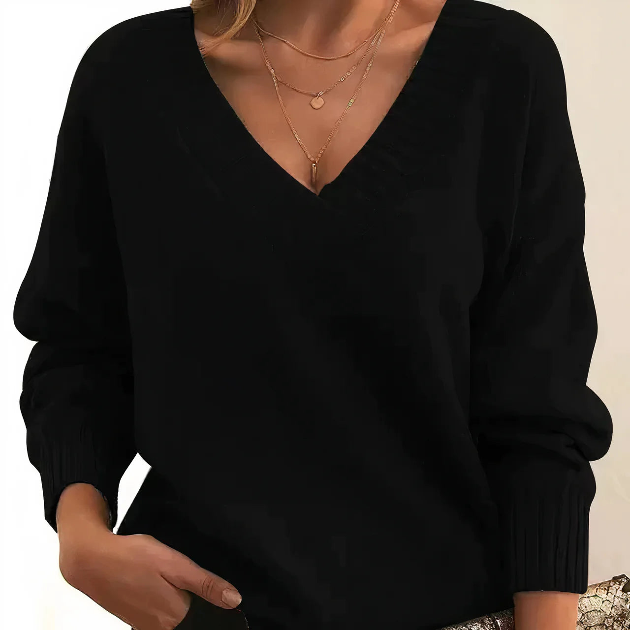 Hailey – Pulòver informal elegant amb màniga longa e escote en V