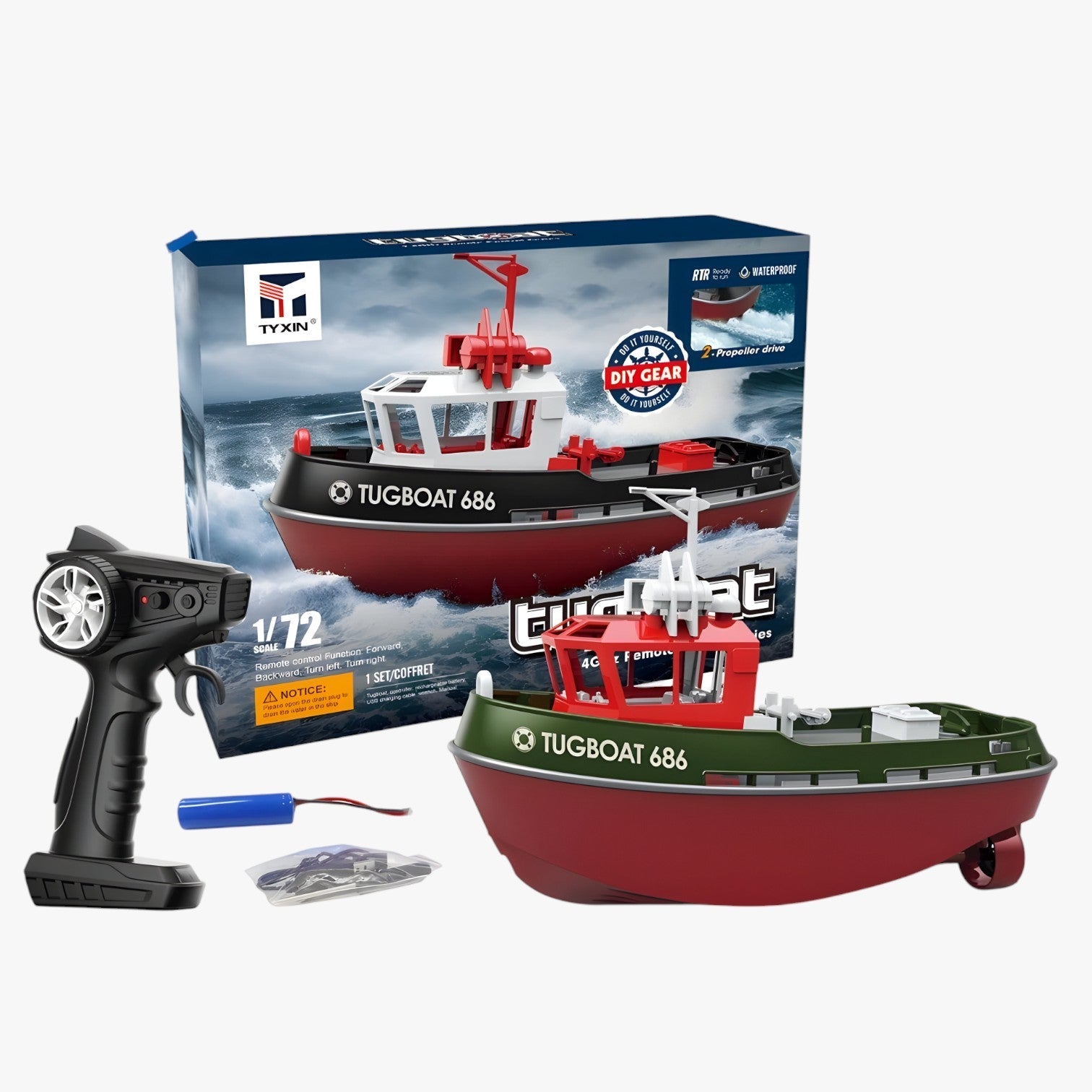 WaveCruze - Bateau de mer RC avec double moteur et portée de télécommande étendue