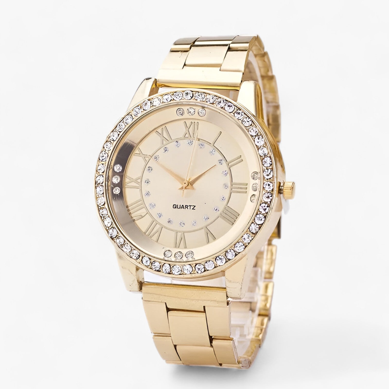WristGleam - Montre de sport et de loisirs élégante avec cadran orné de diamants